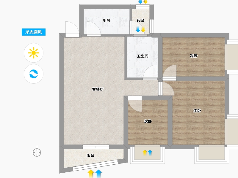 广东省-深圳市-长城盛世家园二期-62.15-户型库-采光通风