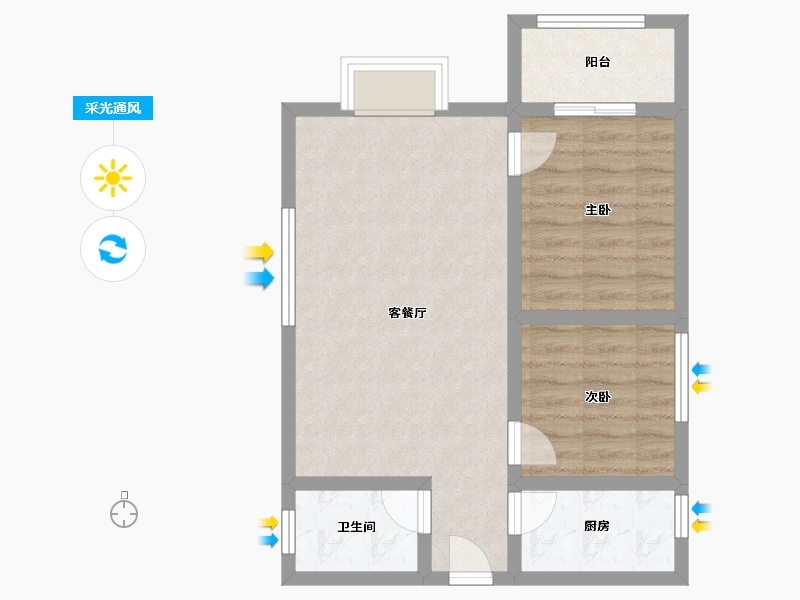 陕西省-西安市-百花村社区-59.20-户型库-采光通风