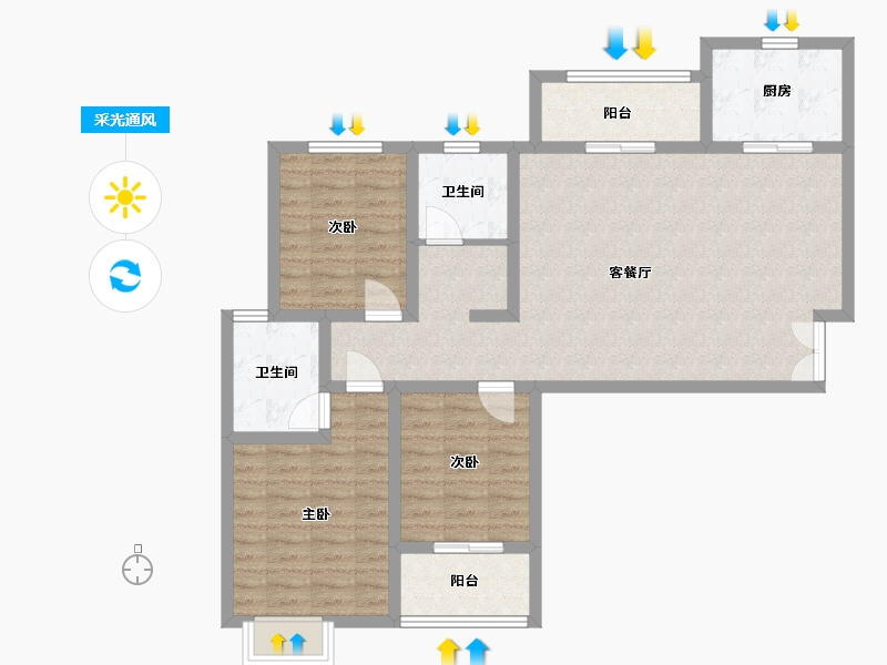 河南省-开封市-梦泽园-102.40-户型库-采光通风