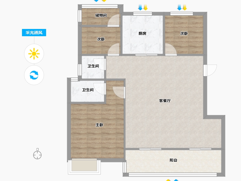 安徽省-合肥市-旭辉滨湖江来-94.00-户型库-采光通风