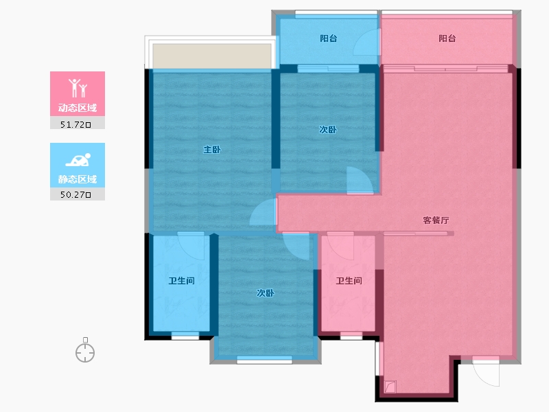 浙江省-温州市-名筑小区-94.40-户型库-动静分区