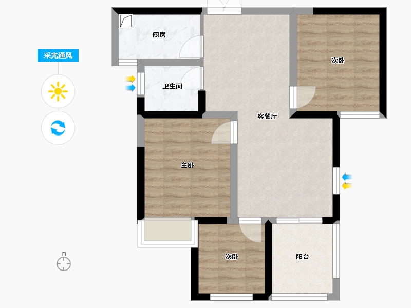 河南省-郑州市-名门翠园-69.82-户型库-采光通风