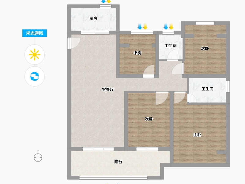 江苏省-镇江市-金辉·优步鑫苑-101.31-户型库-采光通风