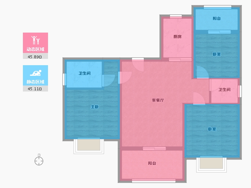 四川省-泸州市-南国雅苑-87.92-户型库-动静分区