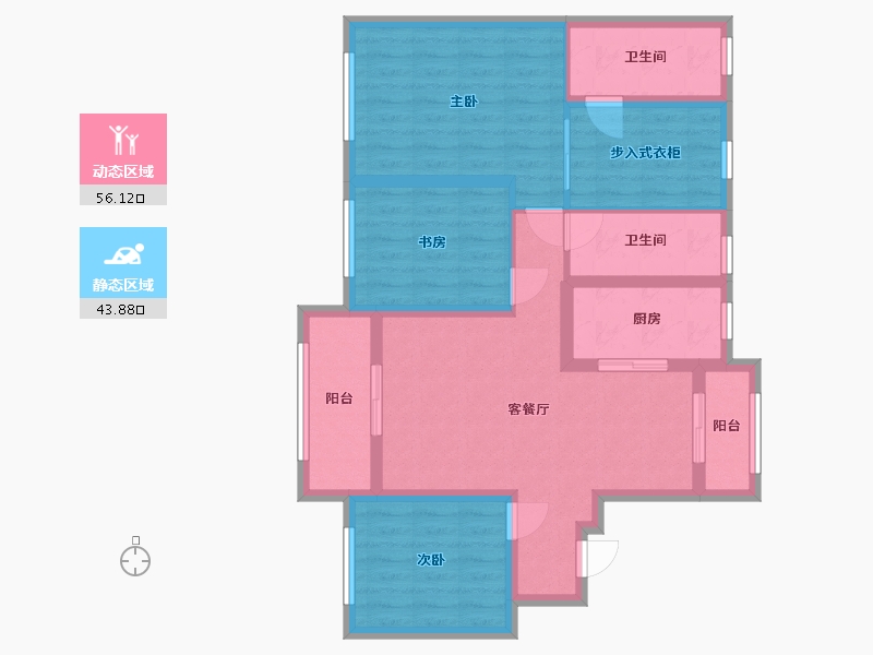 贵州省-贵阳市-碧桂园西南上城澜山府-88.00-户型库-动静分区