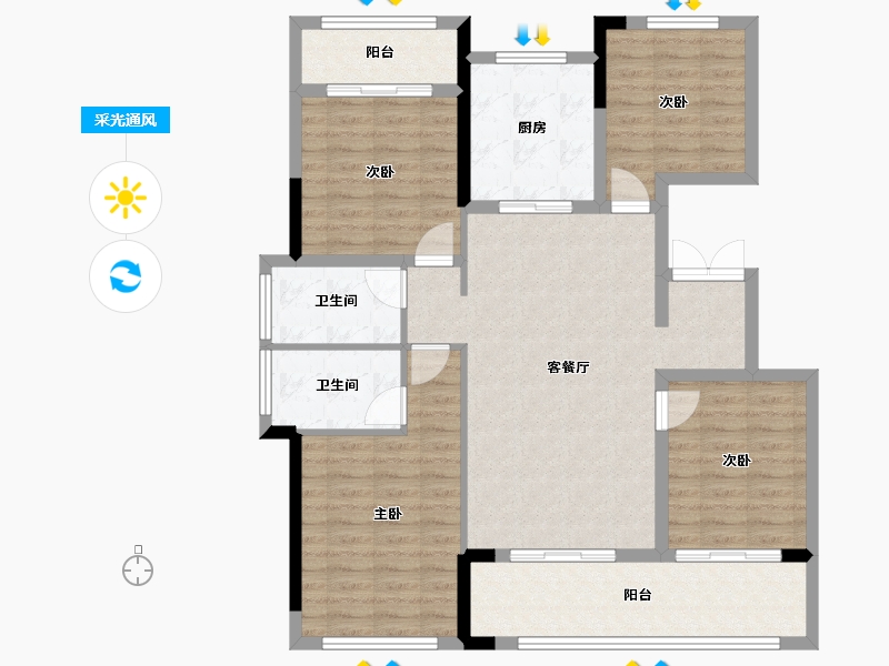 湖北省-黄冈市-金色阳光城-93.68-户型库-采光通风