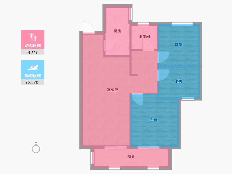 河南省-郑州市-鑫苑国际新城十五号院-63.38-户型库-动静分区