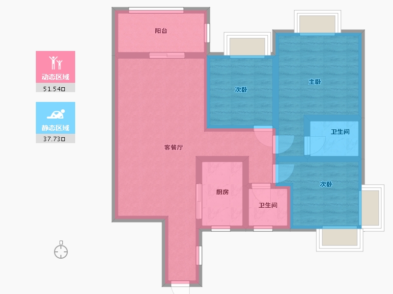 四川省-泸州市-阳光国际城-108.00-户型库-动静分区