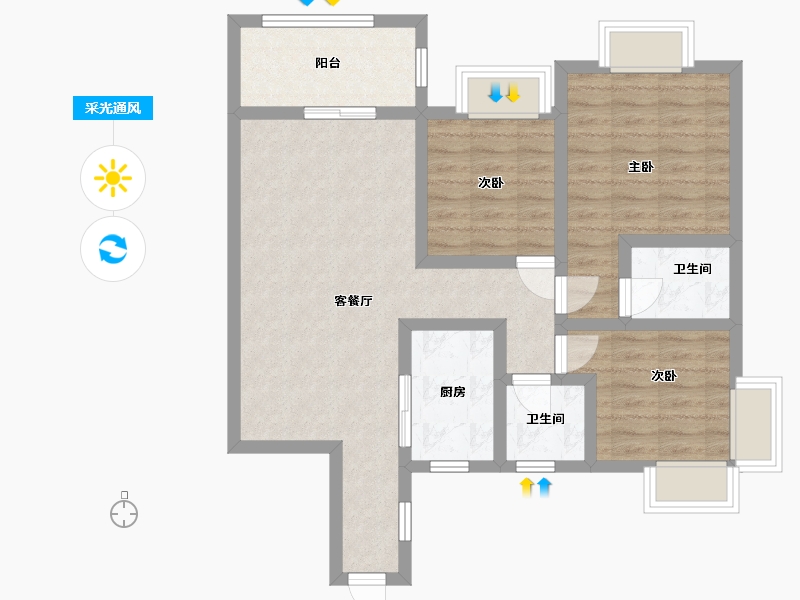 四川省-泸州市-阳光国际城-108.00-户型库-采光通风