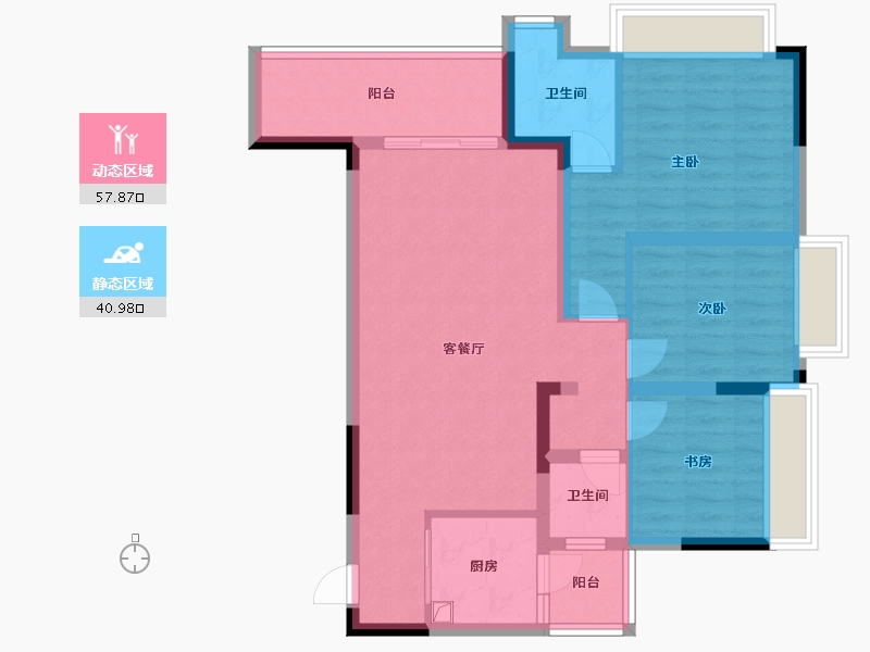 四川省-成都市-鹭岛金沙壹品-94.98-户型库-动静分区