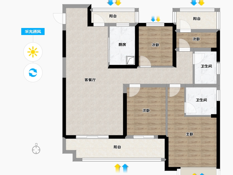 湖南省-衡阳市-东投状元府-103.20-户型库-采光通风