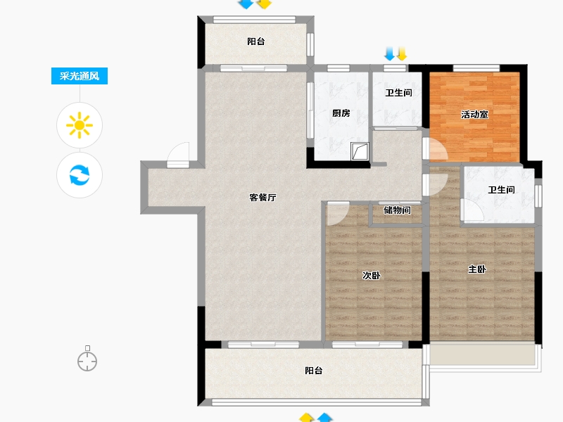 安徽省-六安市-君临府-124.00-户型库-采光通风