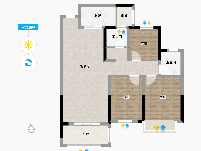 湖南省-衡阳市-滨江学府-83.20-户型库-采光通风