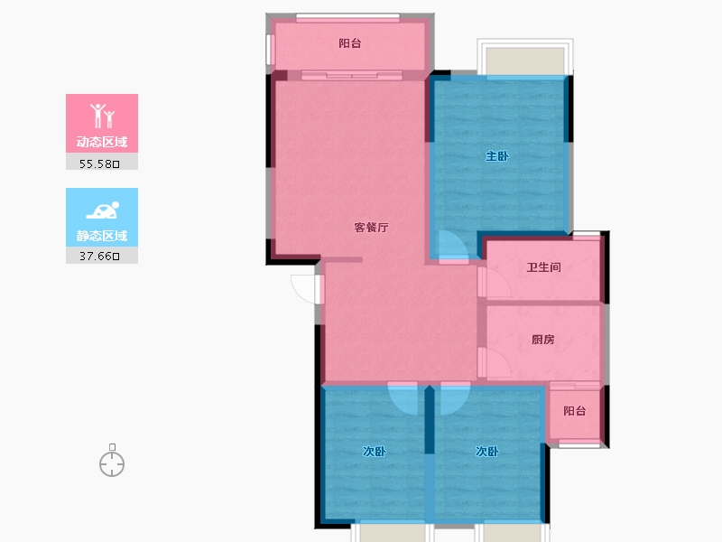 贵州省-贵阳市-百花新苑-91.02-户型库-动静分区