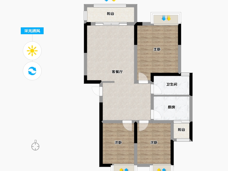 贵州省-贵阳市-百花新苑-91.02-户型库-采光通风