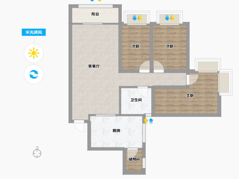 广东省-深圳市-长城盛世家园二期-78.77-户型库-采光通风