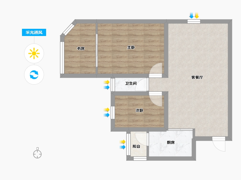 广东省-深圳市-香雅园-57.09-户型库-采光通风