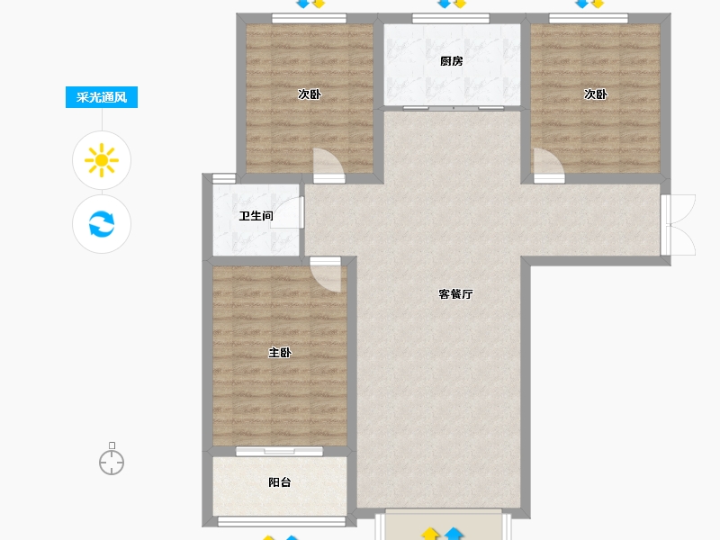 山东省-泰安市-肥城宸曦家园-107.21-户型库-采光通风