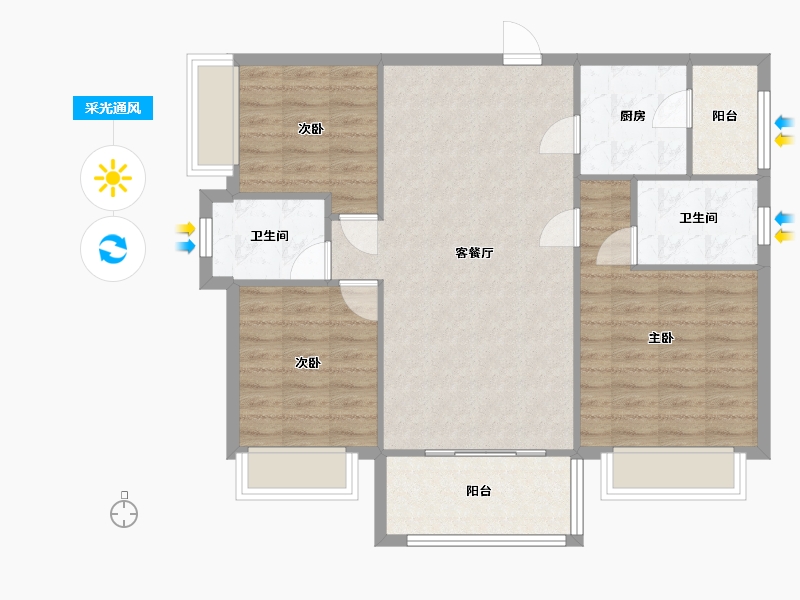 四川省-广安市-鑫鸿天玺-84.80-户型库-采光通风