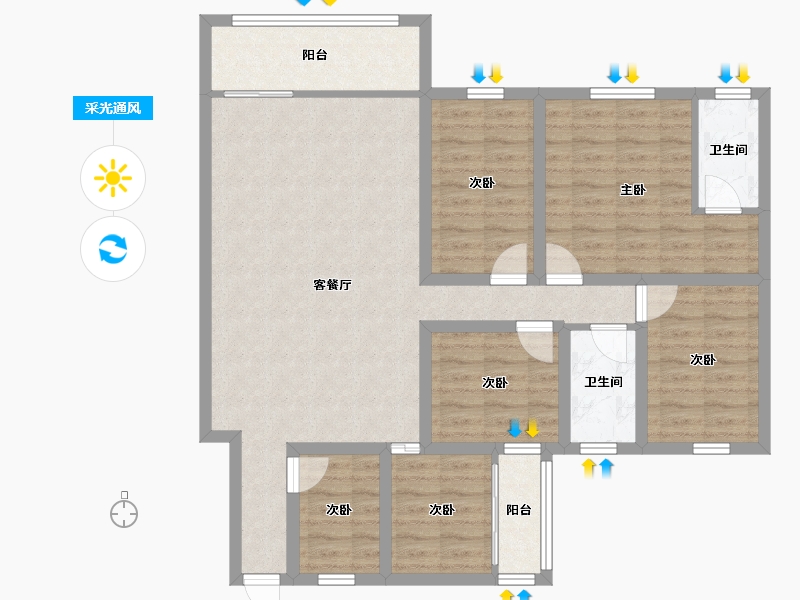 广东省-深圳市-聚豪园-106.00-户型库-采光通风