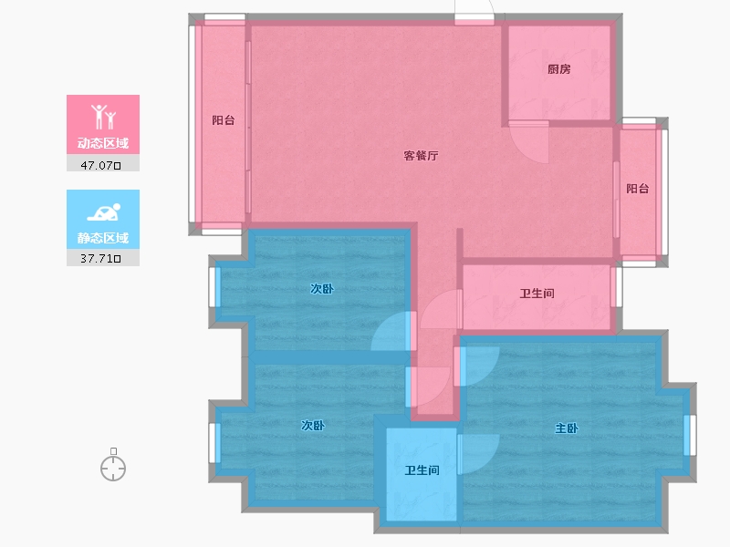 广东省-深圳市-瑞达苑-74.95-户型库-动静分区