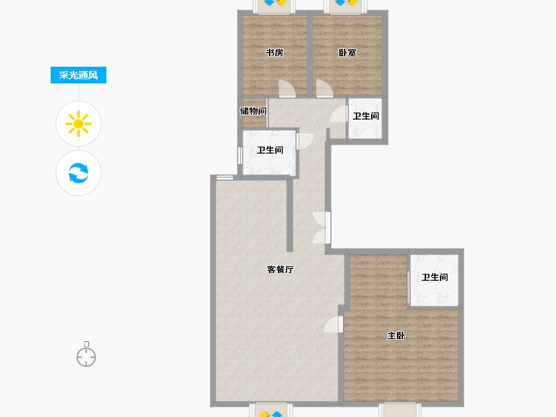 山东省-青岛市-万科翡翠长江-132.00-户型库-采光通风