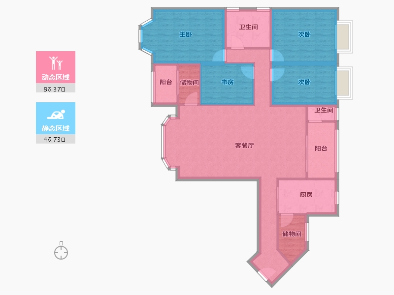 广东省-深圳市-东方玫瑰园-119.37-户型库-动静分区