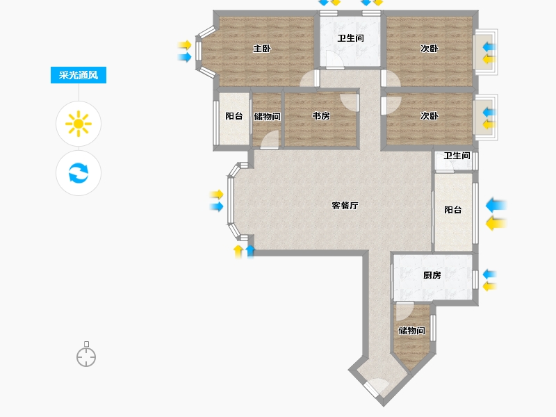 广东省-深圳市-东方玫瑰园-119.37-户型库-采光通风