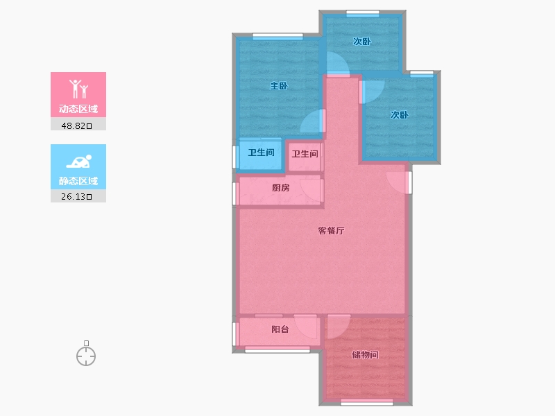 广东省-深圳市-景田西-66.33-户型库-动静分区