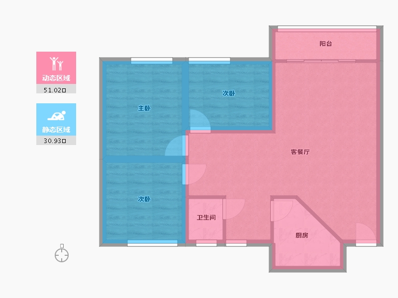 广东省-深圳市-景田南住宅小区-73.43-户型库-动静分区