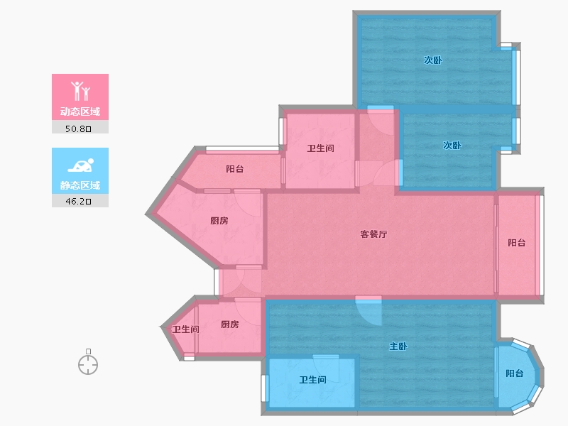 广东省-深圳市-黄埔雅苑乐悠园(黄埔雅苑三期)-85.76-户型库-动静分区