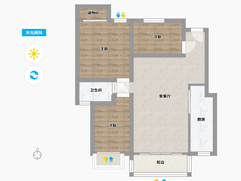 广东省-深圳市-景雅居-63.93-户型库-采光通风