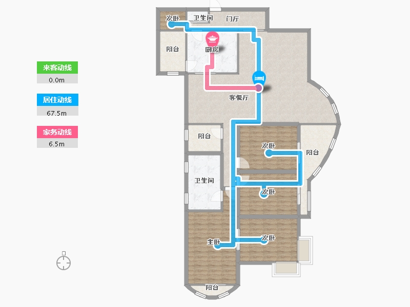 黑龙江省-鹤岗市-波托菲诺天鹅堡-156.46-户型库-动静线