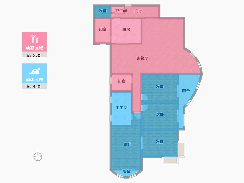 黑龙江省-鹤岗市-波托菲诺天鹅堡-156.46-户型库-动静分区