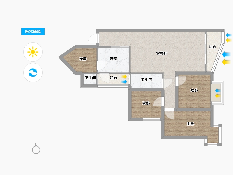 广东省-深圳市-长城盛世家园二期-68.44-户型库-采光通风