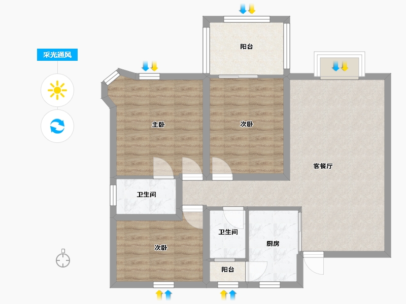 广东省-深圳市-香雅园-78.25-户型库-采光通风