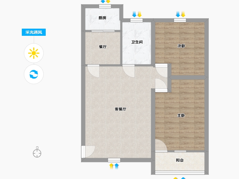 广东省-深圳市-景田南住宅小区-68.64-户型库-采光通风