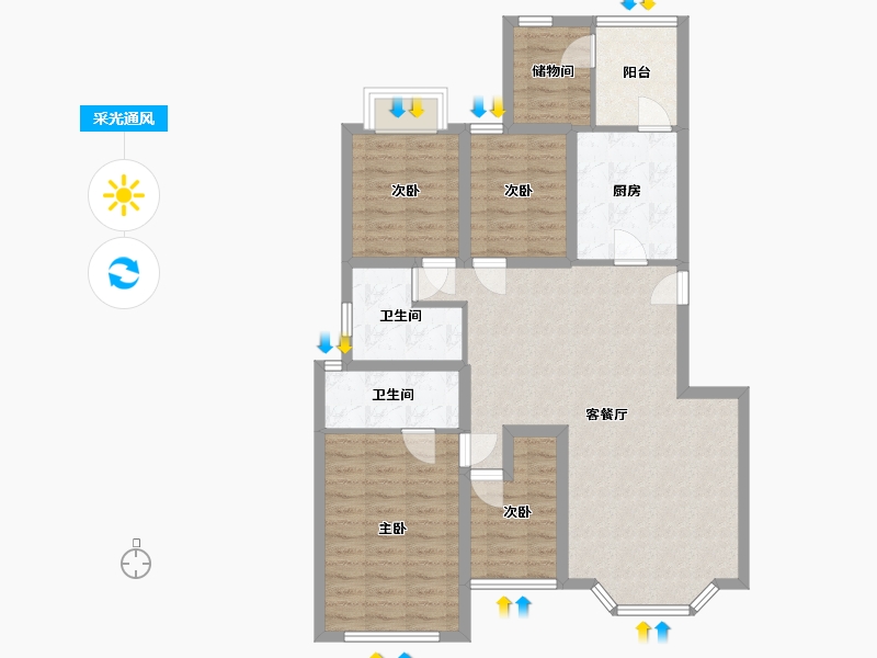 广东省-深圳市-东方玫瑰园-98.34-户型库-采光通风