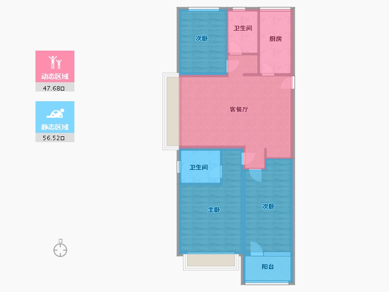 山东省-济宁市-水景苑-93.60-户型库-动静分区