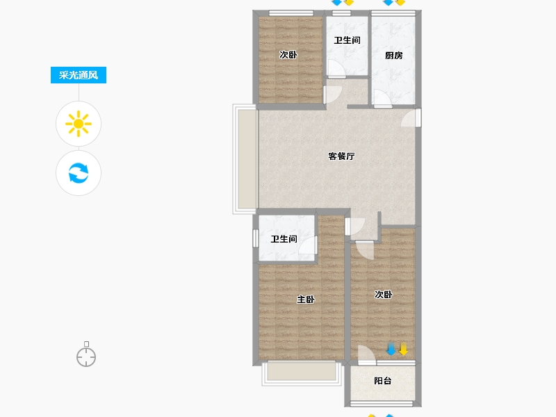 山东省-济宁市-水景苑-93.60-户型库-采光通风