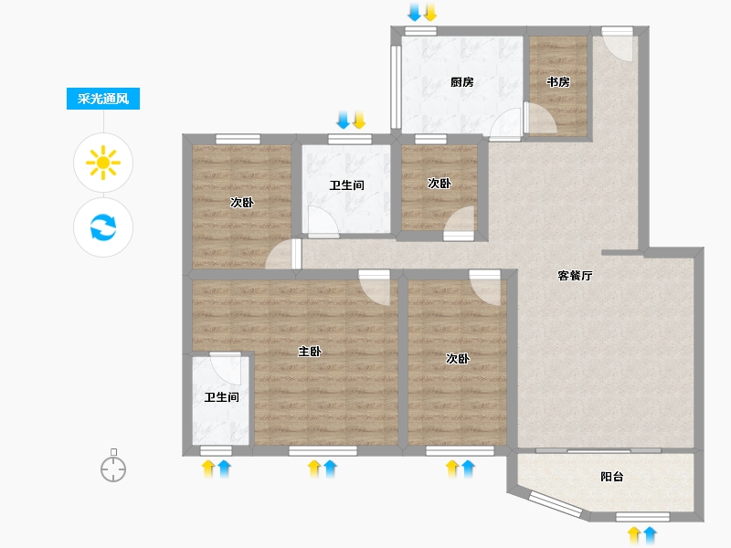 广东省-深圳市-聚豪园-106.55-户型库-采光通风