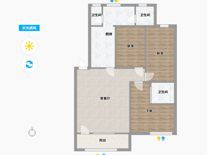 广东省-佛山市-俊雅花园-85.60-户型库-采光通风