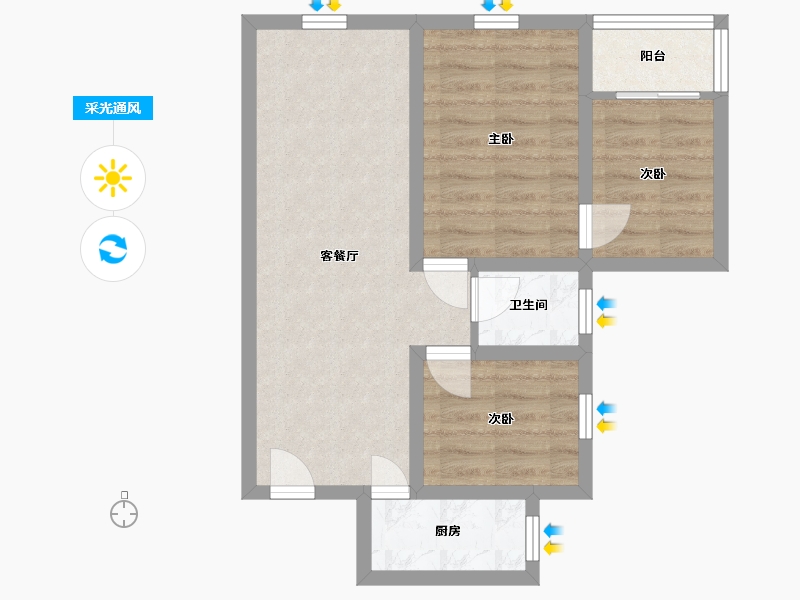 广东省-深圳市-香雅园-56.47-户型库-采光通风