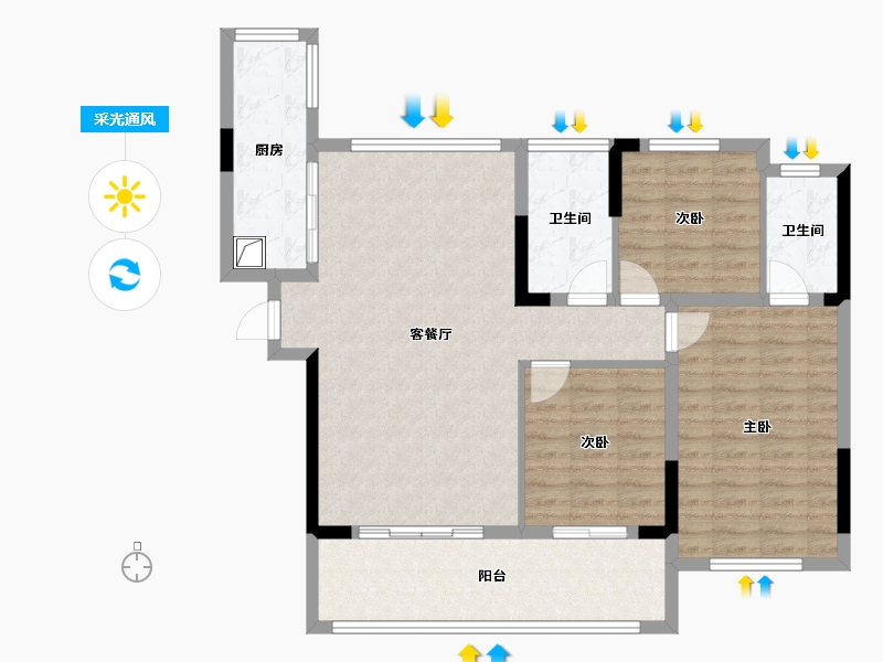 陕西省-延安市-邦泰锦天府-110.00-户型库-采光通风