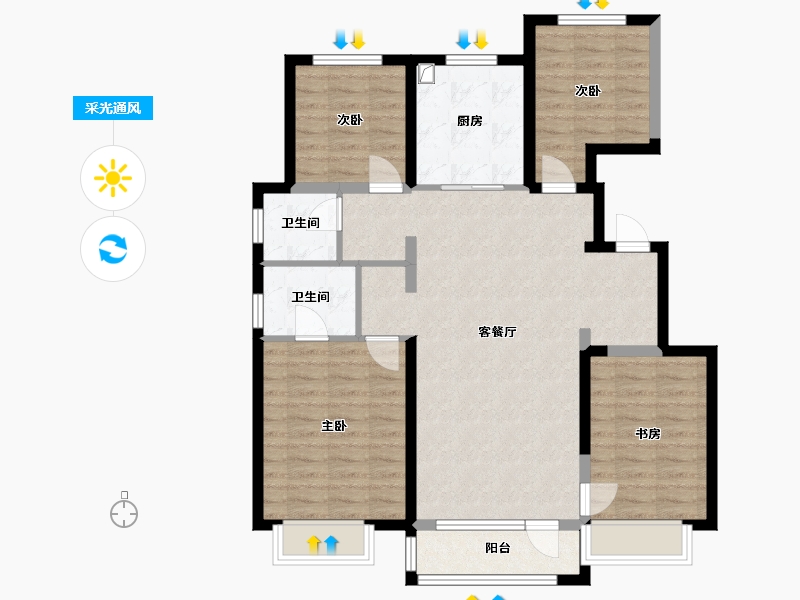 河北省-唐山市-万科未来城一期-109.60-户型库-采光通风