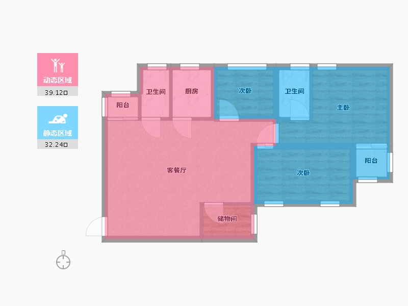 广东省-深圳市-特区报社公寓-62.97-户型库-动静分区