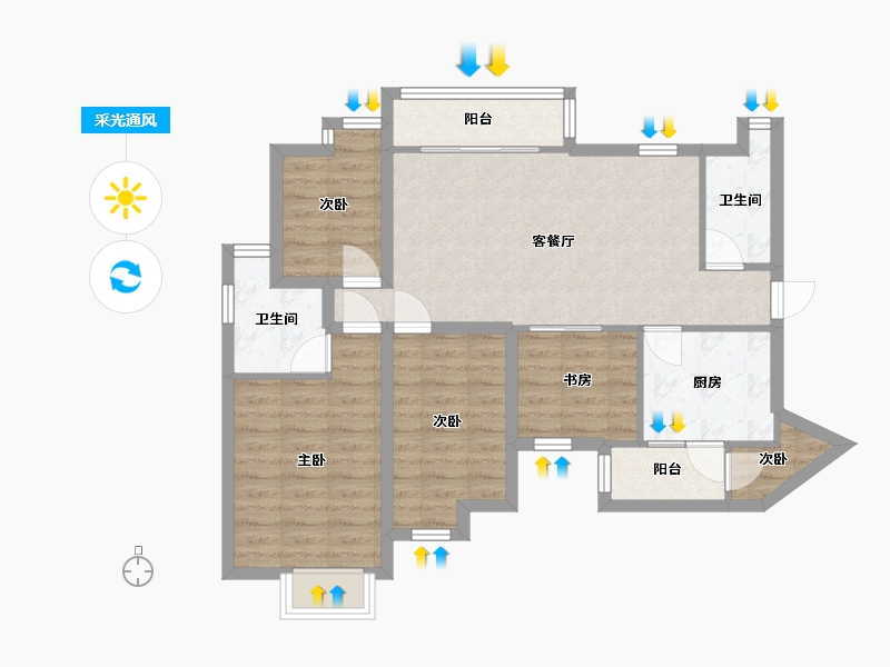 广东省-深圳市-长城盛世家园二期-81.46-户型库-采光通风