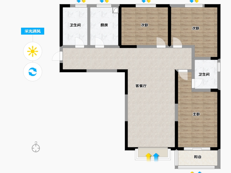 山西省-吕梁市-中央公园-121.00-户型库-采光通风