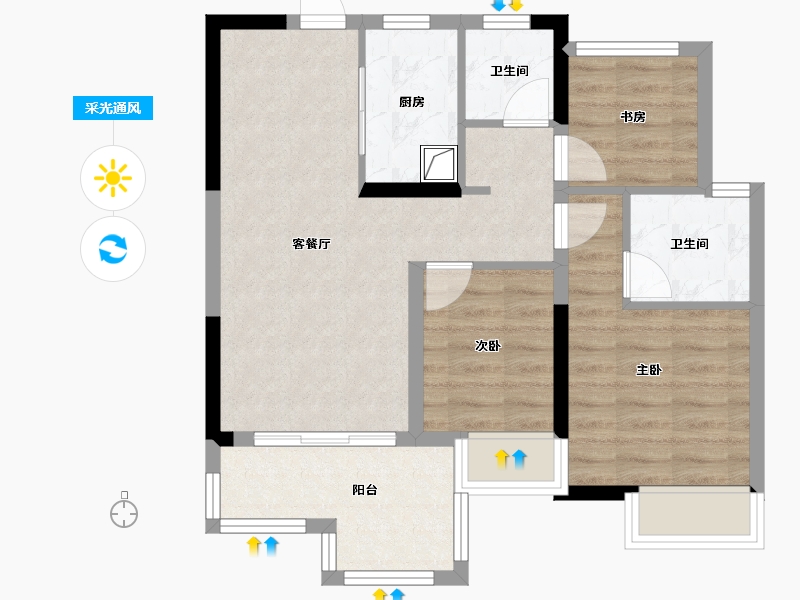 广东省-江门市-江门铁建城-74.40-户型库-采光通风