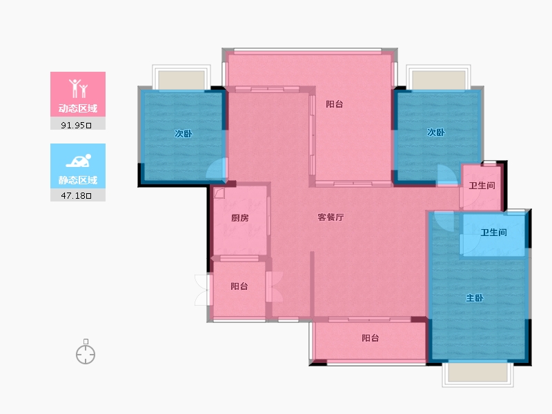 广东省-江门市-沃华中环广场-115.16-户型库-动静分区